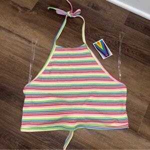 NWT Target Pride Rainbow Halter Open Back Crop Top